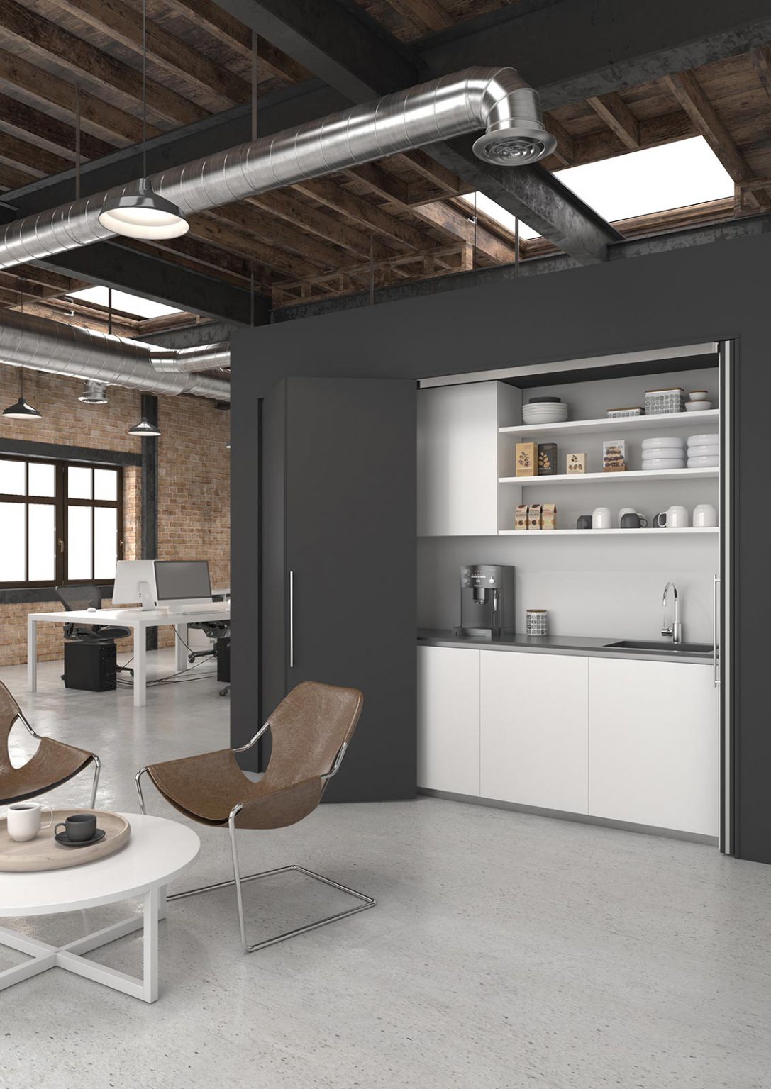 Cocina oficina infografía 3D - Arquitectura y 3D Valencia - Ardis3D